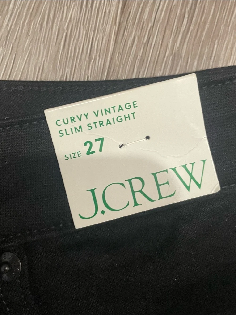 J. Crew Curvy Vintage Slim Straight Black Jeans size 27 NWT